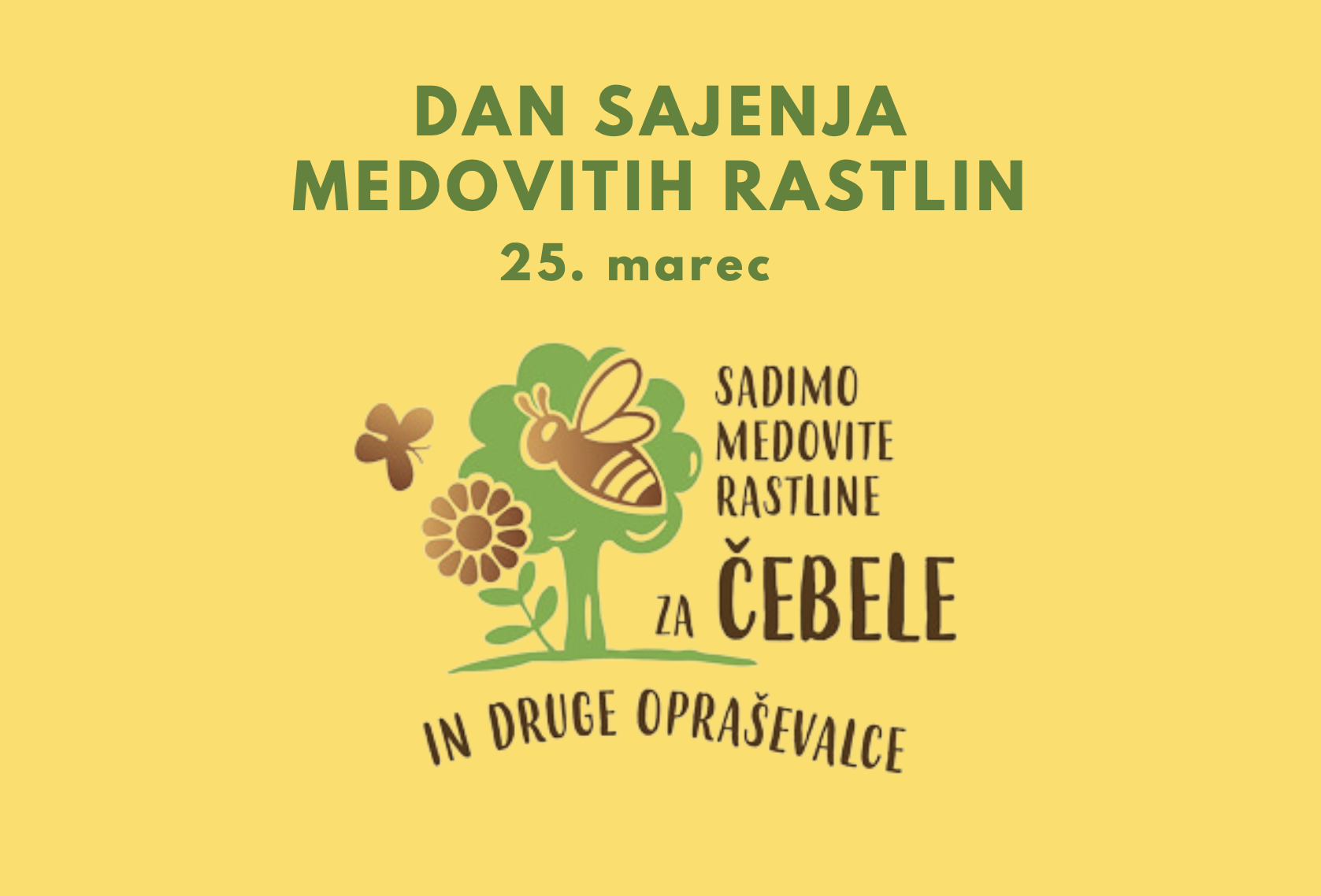 Na sliki je logotip dneva sajenja medovitih rastlin, s čebelo in rožami.