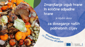 na plakatu piše: zmanjšanje izgub hrane in količine odpadne hrane