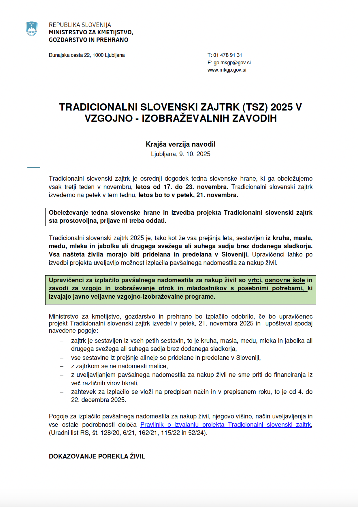 povzetek navodil TSZ 2025