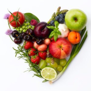 Sadje in zelenjava v obliki srčka