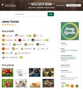 Zaslonska slika profila - Zemljevid ponudniki lokalne hrane
