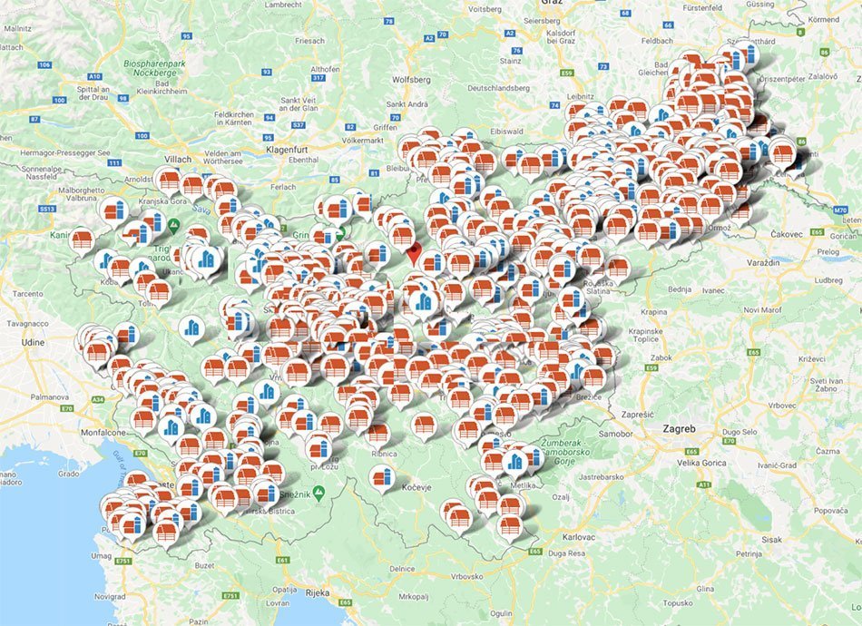 Zemljevid kmetij Slovenije