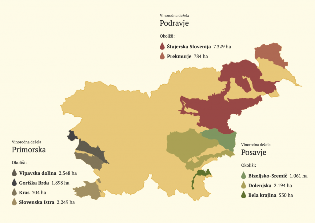 Mapa Slovenije Slovenski vinorodni okoliši