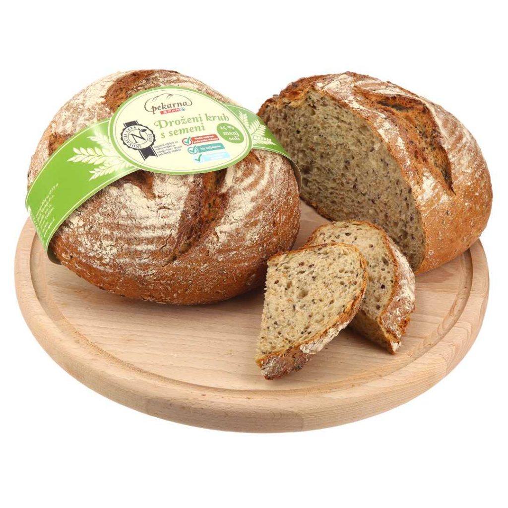 Na sliki je droženi kruh s semeni
